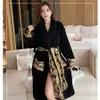 Women's lingerie pajamas sexy classic porno baroque bathrobe cotton thickened facecloth with belt men's robe medium-length homewear