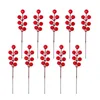 Fleurs décoratives 10 / 50pcs de Noël artificiels baies rouges or fausses baies branche diy garland