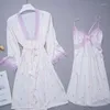 Roupas em casa Vestido de banho de primavera Terno de verão NightyroBe Conjunto de renda Dimlema Apresenta de dormir Mulheres de cetim de cetim de seda Kimono casas de casa