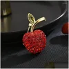Булавки брошиют Yysunny Fashion красные цирконы яблоко для женщин Классическая фруктная штифта женская швейная одежда