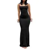 Robes décontractées sans manches noires robe maxi sans dos pour femmes vestidos vestidos tenues sexy club de fête des dames élégants élégants à la maison