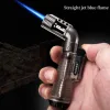New Bent Straight Metal Inflatable Lighter Portable Pipe Type Transparent Body Mini Flamethrower Outdoor BBQ Kitchen Cooking