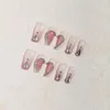 Sisful Love's Sparkle Handmade Medium Coffin Press-On Nails met hartaccenten