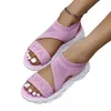 Sandalen stricken Frauen Mode Beige Schuhe Sommer Casual Slip auf bequemer Plattform Frau Sandalien vulkanisiert für H240409 BTWV BTWV