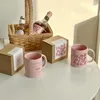 Muggar koreanska kreativa romantiska engelska rosa grädde keramiska kopp par present frukost mugg kaffekoppar