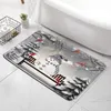 Tappeti da bagno uccelli da neve uccelli rossi tappeti natalizi rossi fiocchi di neve albero portiere non slip flanella moquette per la camera da cucina del bagno