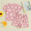 Kleidungssets geborenes Kleinkind Baby Mädchen Kleidung Sommer-Outfit Blumendruck Kurzarm T-Shirts Tops Shorts