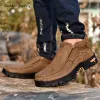 Boots Golden Sapling Outdoor Men's Boots Genuine Leather Mountain Shoes Classic Tactical Boots Men Retro Fashion Leisure Trekking Shoe