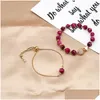 Charm Bracelets 2 Pcs/Set Handmade Natural Stone Tiger Eye Beads Bracelet For Women Boho Yoga Jewelry Birthday Party Gift Drop Deliver Dhgun