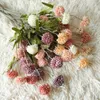 Fleurs décoratives 5 têtes Artificiel Single Branch Dandelion Fake Flower Thorn Ball Hortengea Simulation Plant pour la décoration de la maison de mariage