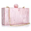 Evening Bags 2024 Fashion Marble Acrylic Handbag Vintage Women Pink Ink Printing Bag Luxury Lady Clutch Purse Bridal Party Prom