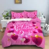 Liefde hart dekbedovertrek set kussensloopparen quilt cover king size valentijn geschenken gelukkige valentijnsdag polyester beddengoed set