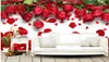 Fond d'écran PO personnalisé 3D stéréo beau amour romantique rouge rose flore pétales télé
