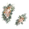 Fleurs décoratives 2x décorations d'arc de mariage artificielles avec signe de bienvenue à la main