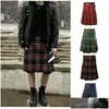 Men'S Pants Casual Pleated Scottish Kilts Mens Fashion Cargo Personality Trousers Plaids Pattern Loose Half Skirts Drop Delivery Appa Dhncb