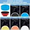 44Pcs Car Polishing Pad Kit 1/2/3inch Car Detailing Sponge Polishing Pads with M14 Thread Adapters Reusable for Car Furniture