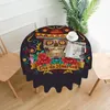 Table Cloth Colorful Mexican Flowerand Bird Tablecloth Round Cover Washable Polyester For Kitchen Party Picnic Dining