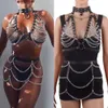 Lady Belt Belly Chain Body Jewelry Trendy Popular PU Leather Imitation Jewelry Sexig kroppskedja