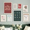 Vier Merry Christmas Tree Deer Holly Maretoe Fa La Joy Wonderful Time Holiday Art Canvas Prints Posters Living Room Decor