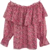 Camicette di colletti di oneode donna plus size dolce fiore camicia femminile primaverile Trota a maniche lunghe alla moda 240403