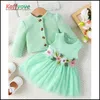 Clothing Sets Toddler Girls Spring Summer Clothes Soild Flower Pageant Elegant Infant Bbay Tutu Dress Coat 2Pcs 3-24M Born Costume Suit