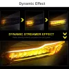 2Pcs LED Turn Signal Lights Flexible Waterproof Strip Daytime Running Lamps DRL Dynamic Yellow Car Headlights Car-Styling