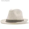 Szerokie grzbietowe czapki wiadra kapelusze nowe letnie rodzica-dziecko swobodne czapki słoneczne dla kobiet mody jazz hat man plaży trilby słomka panama kapelusz pusty pass hold damor czapki y240409