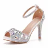 Chaussures habillées cristaux reine femmes Sandales d'été Sexy mariée de mariage PEEP TOE PLATSE HEURS HEURS PLATSE Luxur