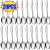 Spoons 20-5PCS Stainless Steel Rose Pattern Long-Handled Coffee TeaSpoons For Ice Cream Dessert Kitchen Restaurant Tableware Set