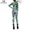 Vipfashion gruselige Mumie Kostüm Girls Cosplay Jumpsuit Karneval Halloween Party Outfit Back Reißverschluss Zentai BodySuit Frau Kleidung