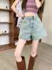 sxl 2colors womens letter mini denim short high waist castiral summer ladies blue shorts for mensl60051 240409