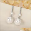 Stud Earrings Fashion Female 925 Sterling Sier Pearl Inlaid Cubic Zircon For Women Jewelry Girlfriend Gift Brincos Drop Delivery Otoac