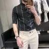 Chemises décontractées pour hommes Fashion Men Shirt Elastic Version coréenne Tendance Chemise à manches longues à manches longues Robe décontractée gratuite CHIRT CHET-MANDÉ A3410 2449