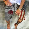 Erkek şort mayo yaz serin 3d baskı ABD bayrak tahtası kafatası bermuda kısa pantolon erkek fitness egzersiz diz boyu pantolon