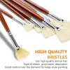 7pcs Fan Artist Bristle Paint-brosx Set 100% naturel Chungking Hog Hair Hair Anti-Shedding Brush pour la peinture à l'huile aquarelle