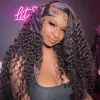 32-8 pouces 13x6 Water Wave Hoil Hair Wigs Curly Lace Front Wig Wave Deep Lace Lace Lace Frontal Perruque Black Pré-cueillette