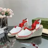 Sandals Women Shoes Size35-41 أسافين جلدية حقيقية عالية الكعب مصمم حزام الكاحل