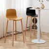 Ahşap Bacaklar Sandalyeler Plastik Backrest Nordic Basit Stil Tam Kapak Su Geçirmez Bar Uzun Tabure Berber Sandalya Restoran Mobilya