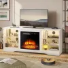 58 tum eldstad TV -stativ för TV -apparater upp till 65 tum konsol med 18 '' Elektrisk eldstad fjärrkontroll, trä modern underhållning