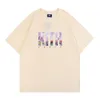 Fashion Kith Limited Letter Cherry Blossom Imprimer à manches courtes Mentes et couple décontracté pour femmes T-shirt Spring Summer