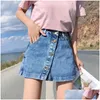 Skirts Streetwear Denim Short Spring Summer 2023 Pulsche singoli tasche una gonna di linea Donne High Waist Jean Droplese Dhxhh Dhxhh