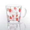 Wine Glasses Cute Cartoon Glass Milk Juice Cup With Handle Household Water Daisy Strawberry Breakfast Oatmeal