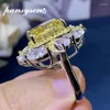 Cluster Rings PANSYSEN Trendy 925 Sterling Silver 10 12MM Radiant Cut Aquamarine High Carbon Diamond For Women Fine Jewelry