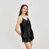 2024 Custom Women Silk V Neck Pyjamas Vest Fashion Sling Underwear Sleepwear Cami Tank Tops Set