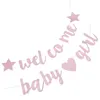 Decorazione per feste il regalo Baby Latte Benvenuto glitter in polvere Banner Gender rivela decorazioni per la doccia rosa