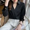 Spring Automne Korean Style Elegant Fashion Mariffon Shirt Top Femme Bureau Lady Long Manche Blusa Temperament All-Match Blouse 240327