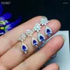 Stud -oorbellen natuurlijke en echte Tanzanite oorrel 925 Sterling zilveren fijne sieraden voor verloving