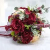 Fleurs décoratives bouquet de mariage bordeaux en cascade Cérémonie de mariée anniversaire bouquets vintage rustiques