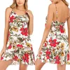 Casual Dresses Vinatge Flower Print Suspender Mini Dress Summer Sleeveless Backless Holiday Beach Short Bohemia Loose Vestidos
