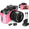 4K Digital Camera for Photography Video Vlogging with WiFi App Control, Travel Camera with 32GB TF Card, 2 Batteries, Compact Camera - Great Gift Choice